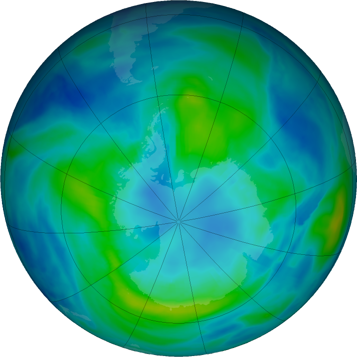 Antarctic ozone map for 12 April 2024